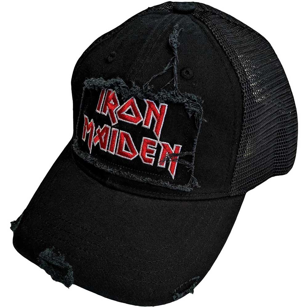 Iron Maiden Unisex Mesh Back Cap: Scuffed Logo (Black)