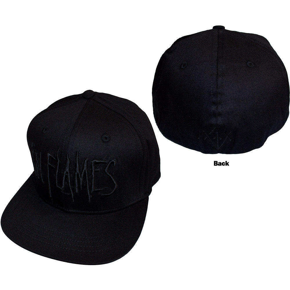 In Flames Unisex Snapback Cap: Black Logo (Black) (Back Print)