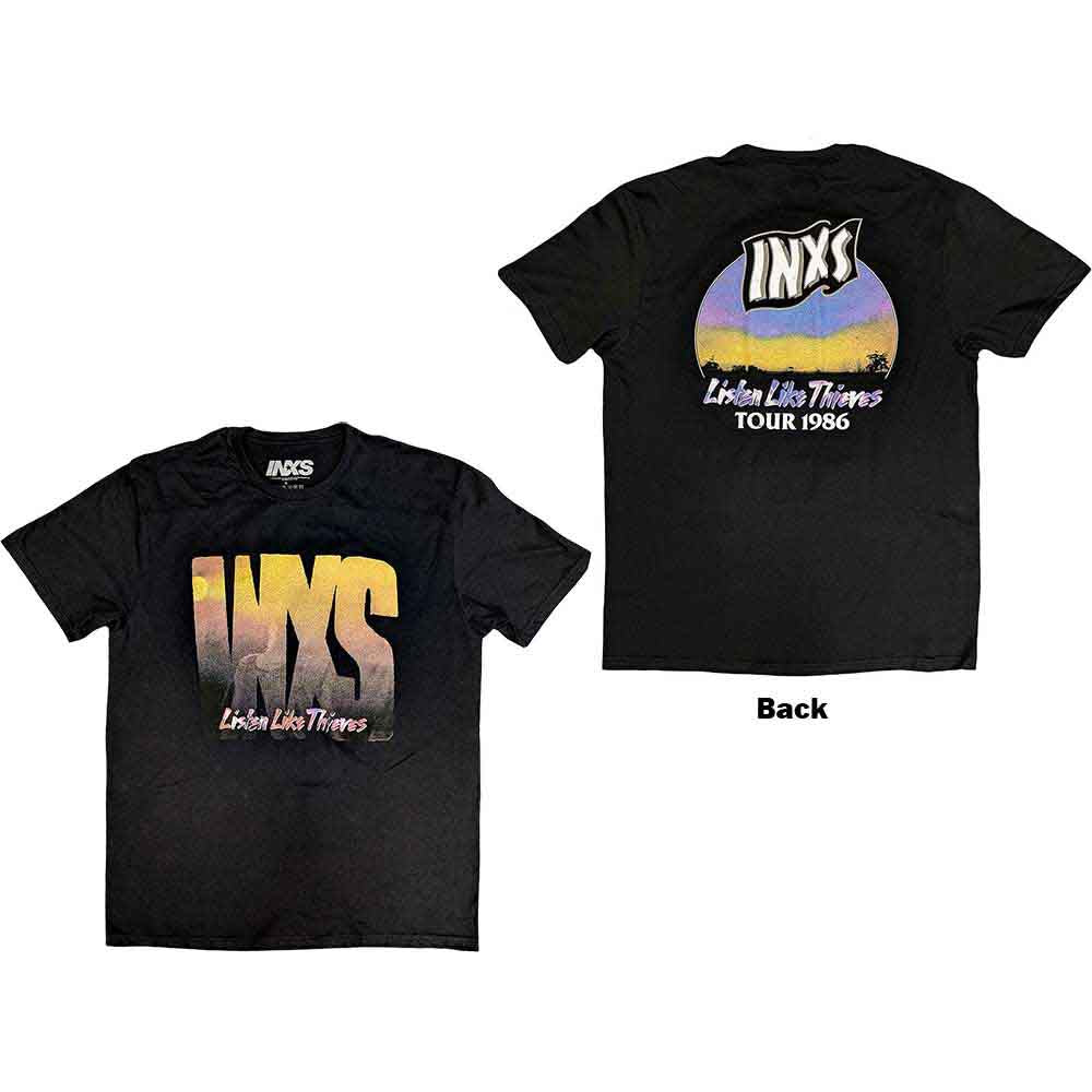 INXS Unisex T-Shirt: Listen Like Thieves Tour (Black) (Back Print)