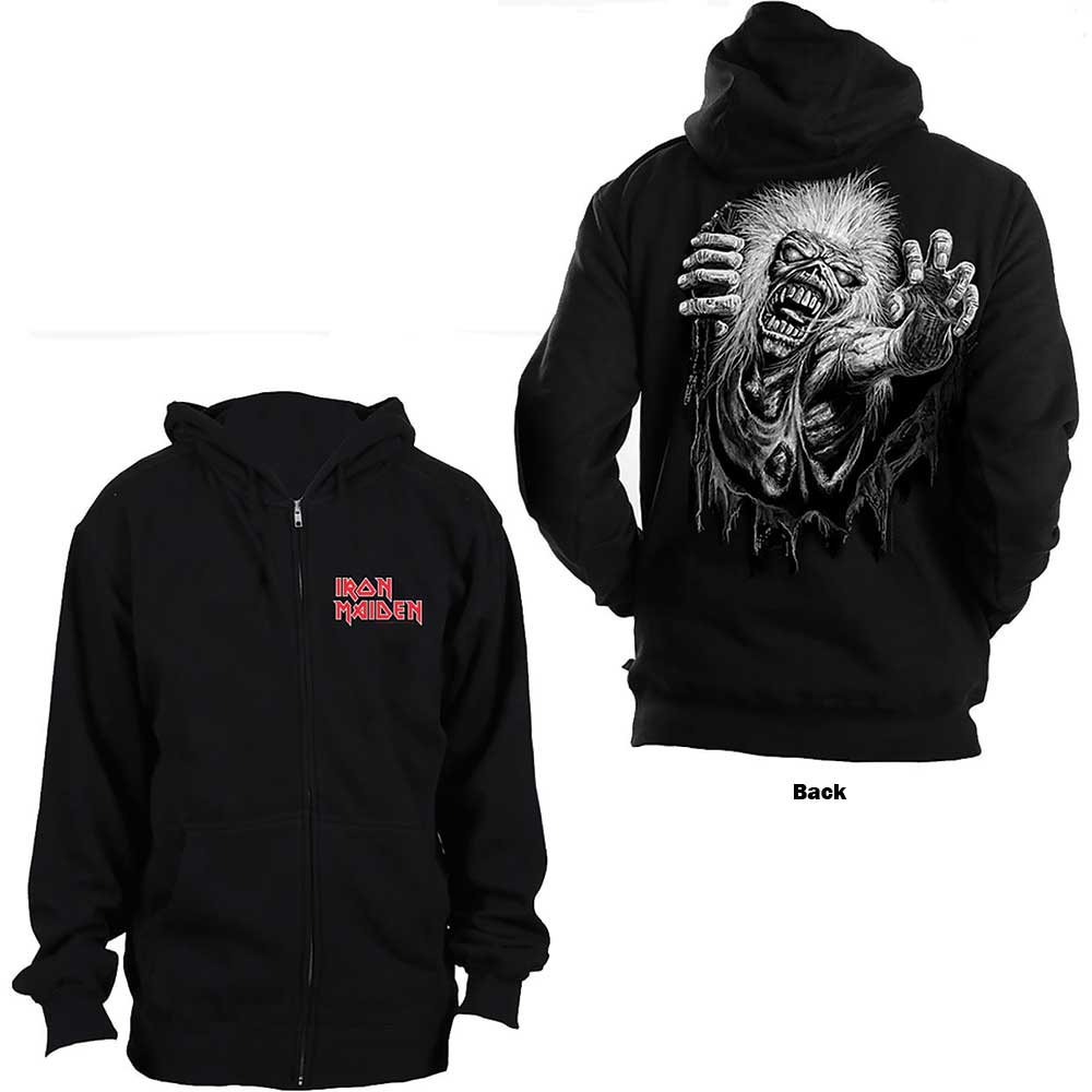 Iron Maiden Unisex Zipped Hoodie: No Prayer (Back Print)