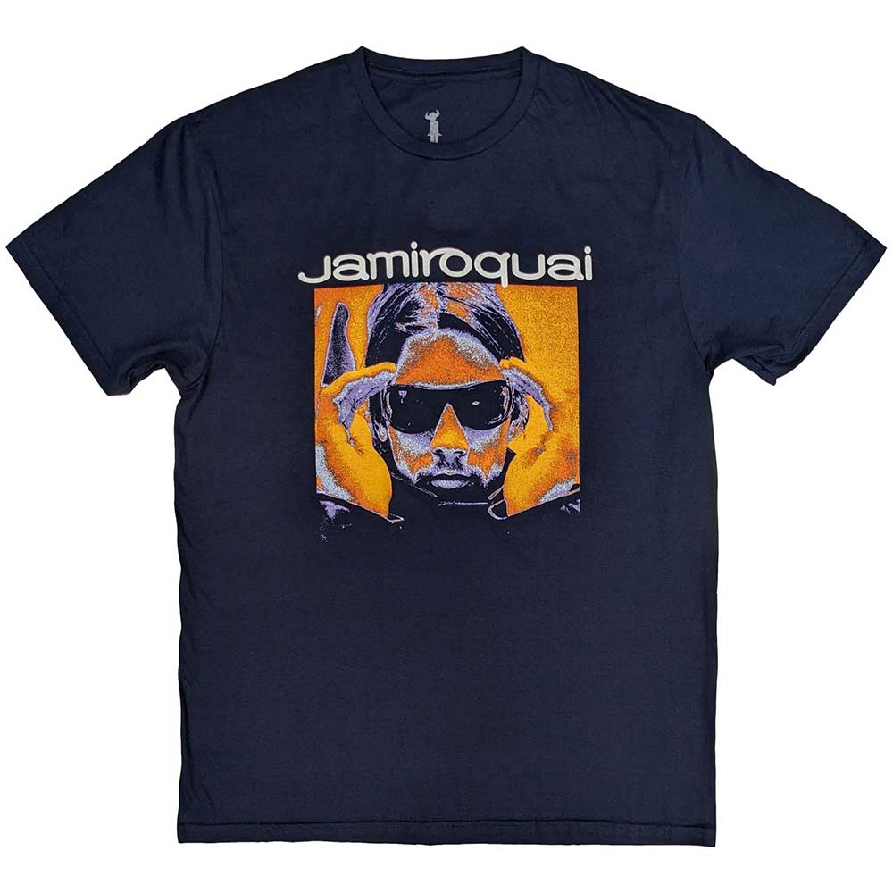 Jamiroquai Unisex T-Shirt: Orange Glow (Navy Blue)