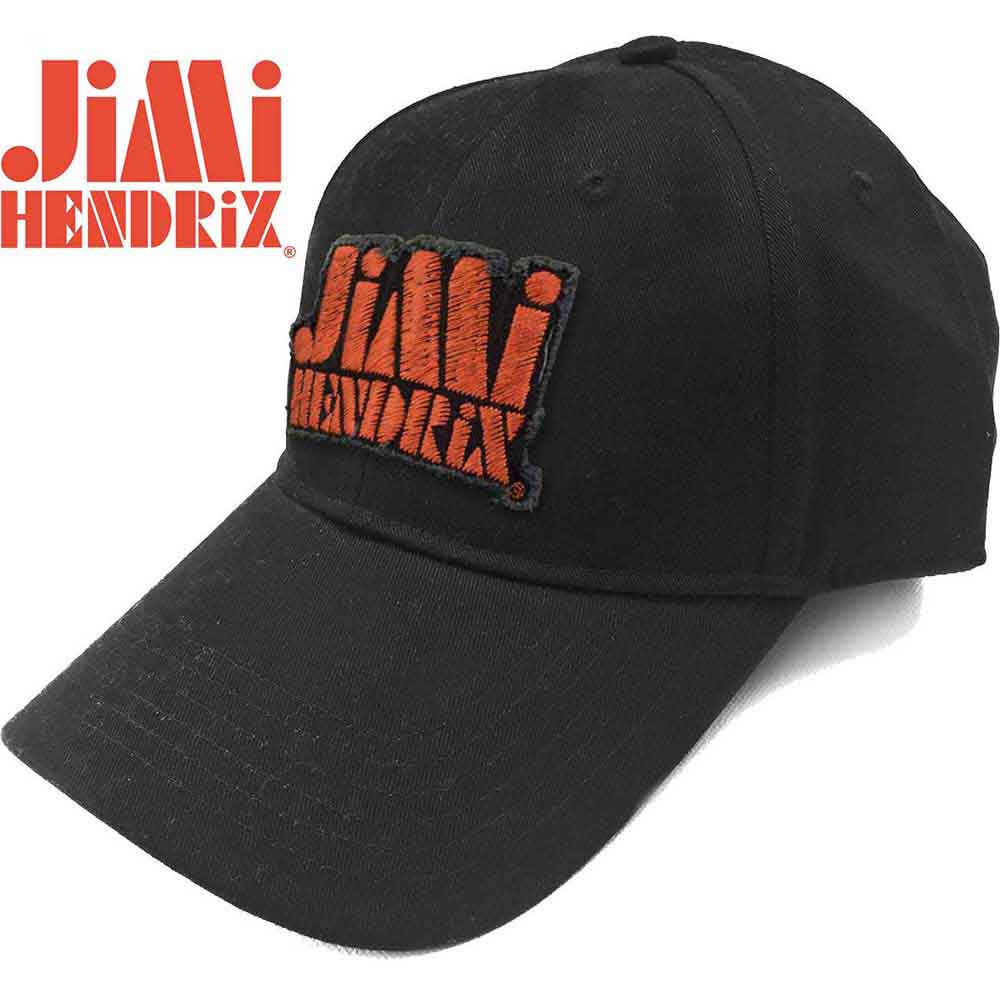 Jimi Hendrix Unisex Baseball Cap: Orange Stencil Logo (Black)