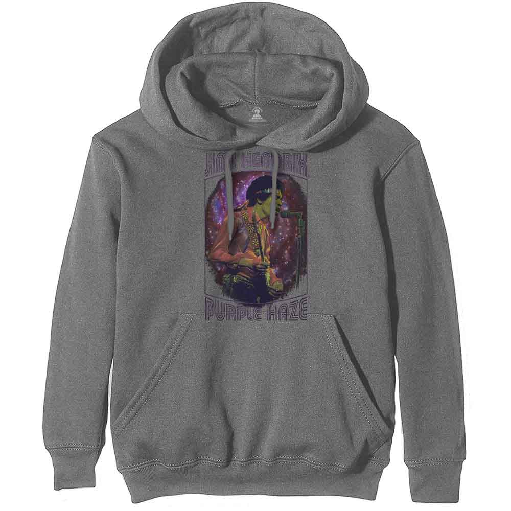 Jimi Hendrix Unisex Pullover Hoodie: Purple Haze Frame (Charcoal Grey)