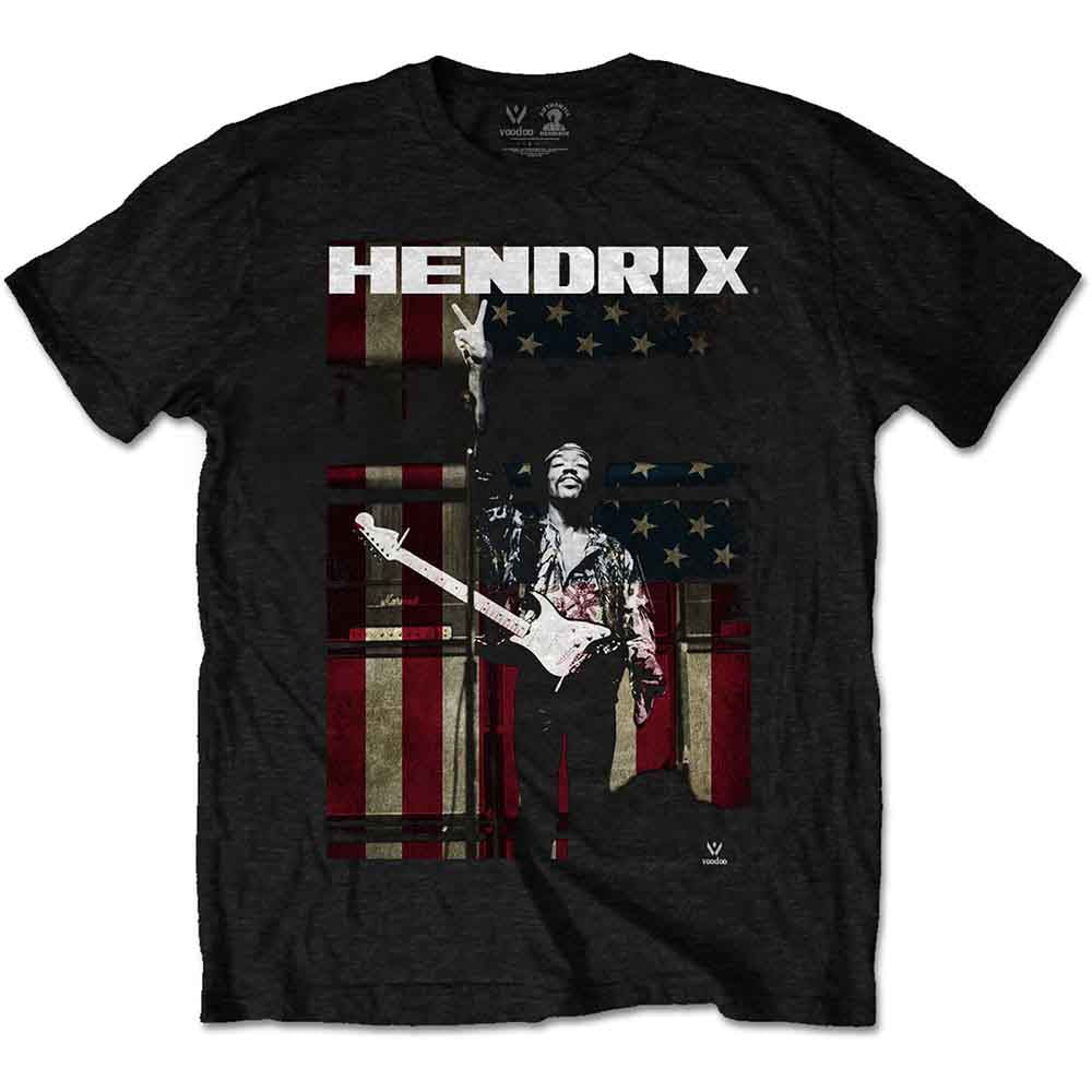 Jimi Hendrix Unisex T-Shirt: Peace Flag (Black)