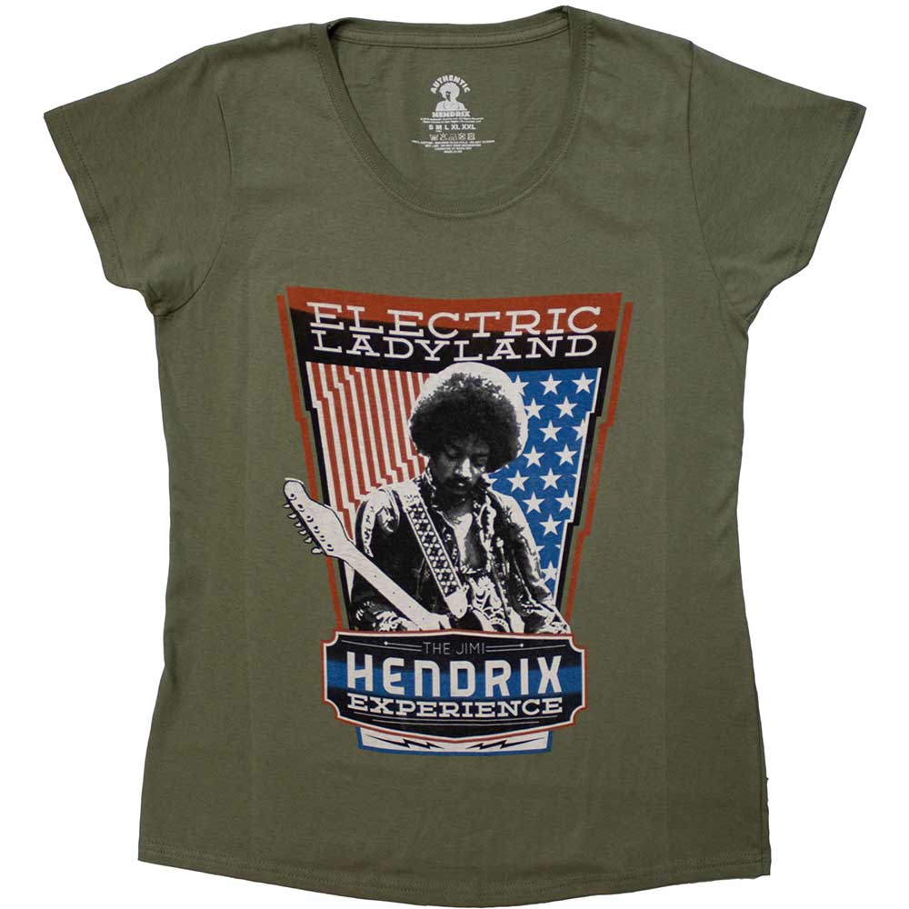 Jimi Hendrix Ladies T-Shirt: Electric Ladyland (Green)