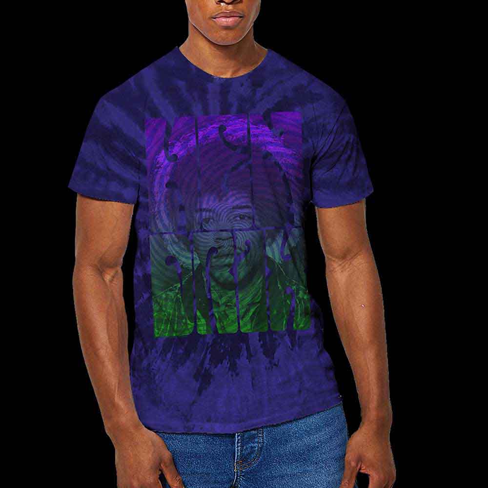 Jimi Hendrix Unisex T-Shirt: Swirly Text (Blue) (Wash Collection)