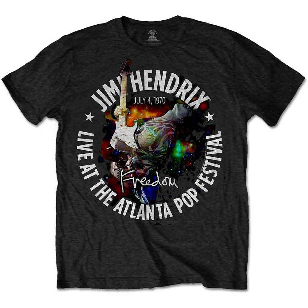 Jimi Hendrix Unisex T-Shirt: Atlanta Pop Festival 1970 (Black)