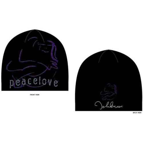 John Lennon Unisex Beanie Hat: Peace & Love (Black)