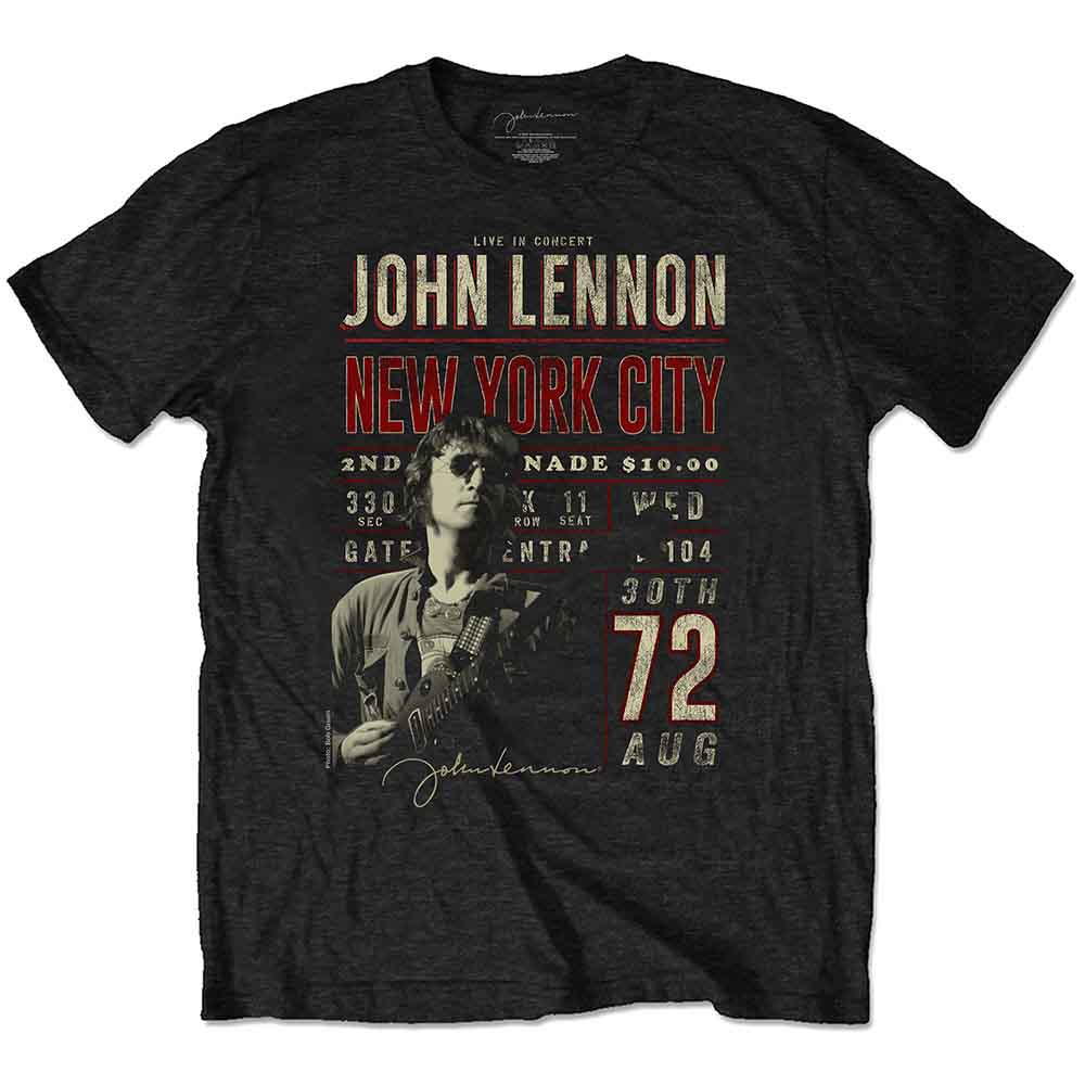 John Lennon Unisex T-Shirt: New York City '72 (Black)