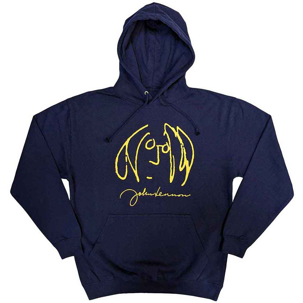 John Lennon Unisex Pullover Hoodie: Self Portrait (Navy Blue)