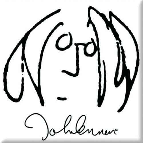 John Lennon Fridge Magnet: Self Portrait Black On White