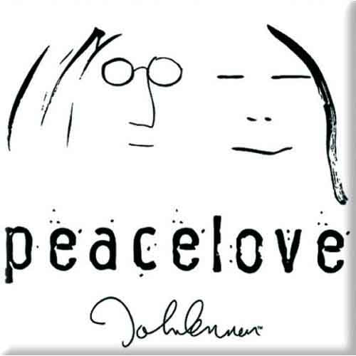 John Lennon Fridge Magnet: Peacelove Black On White