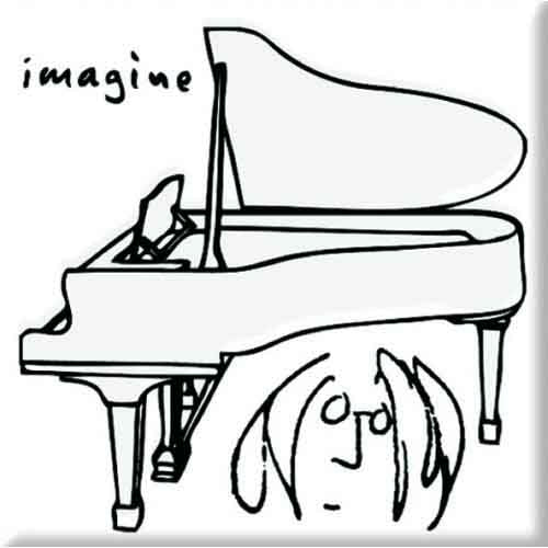 John Lennon Fridge Magnet: Imagine Black On White