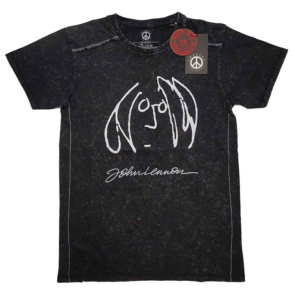 John Lennon Unisex T-Shirt: Self Portrait Snow Wash (Black) (Wash Collection)