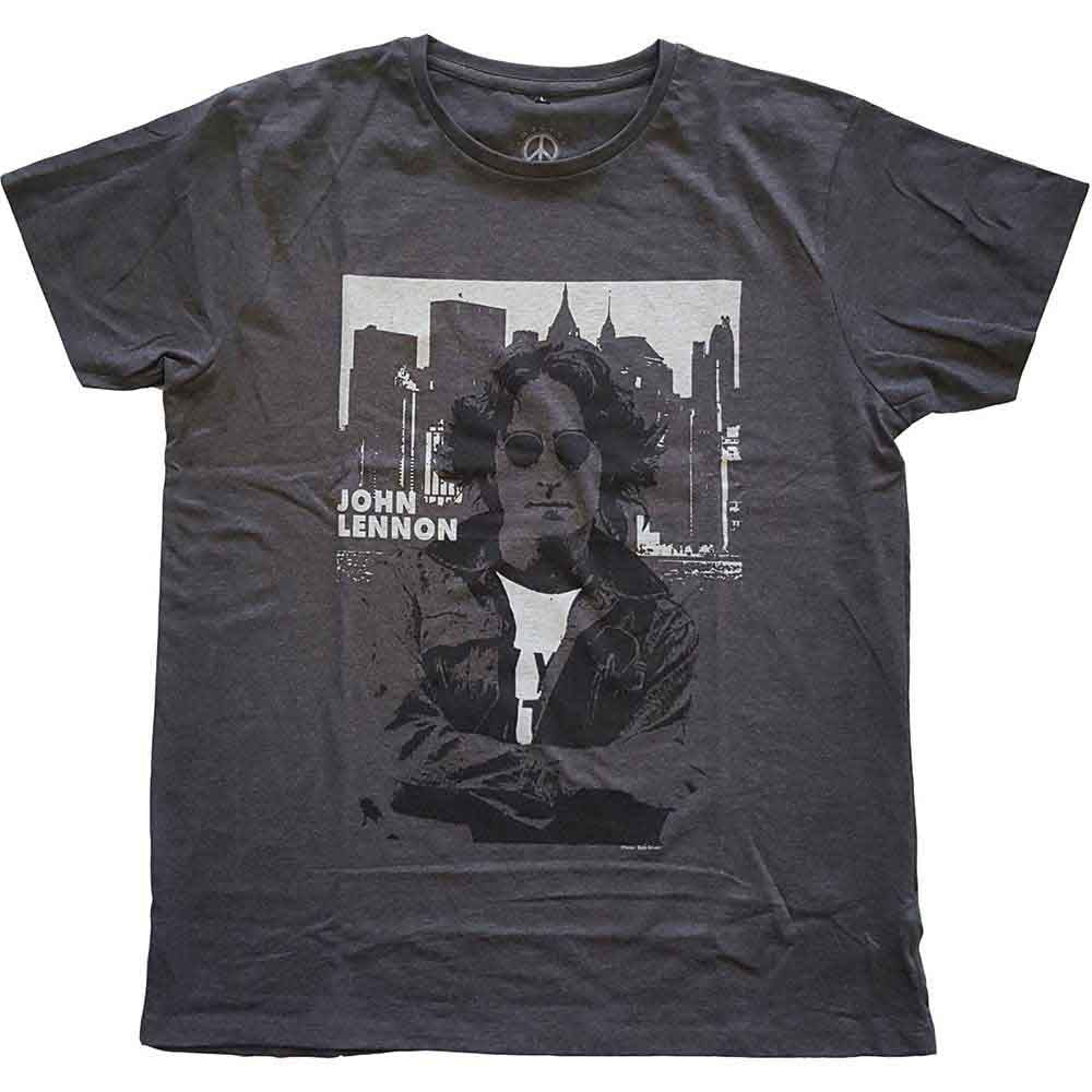 John Lennon Unisex T-Shirt: Skyline (Charcoal Grey)