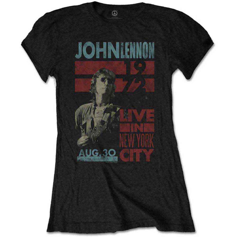 John Lennon Ladies T-Shirt: Live In New York City (Black)