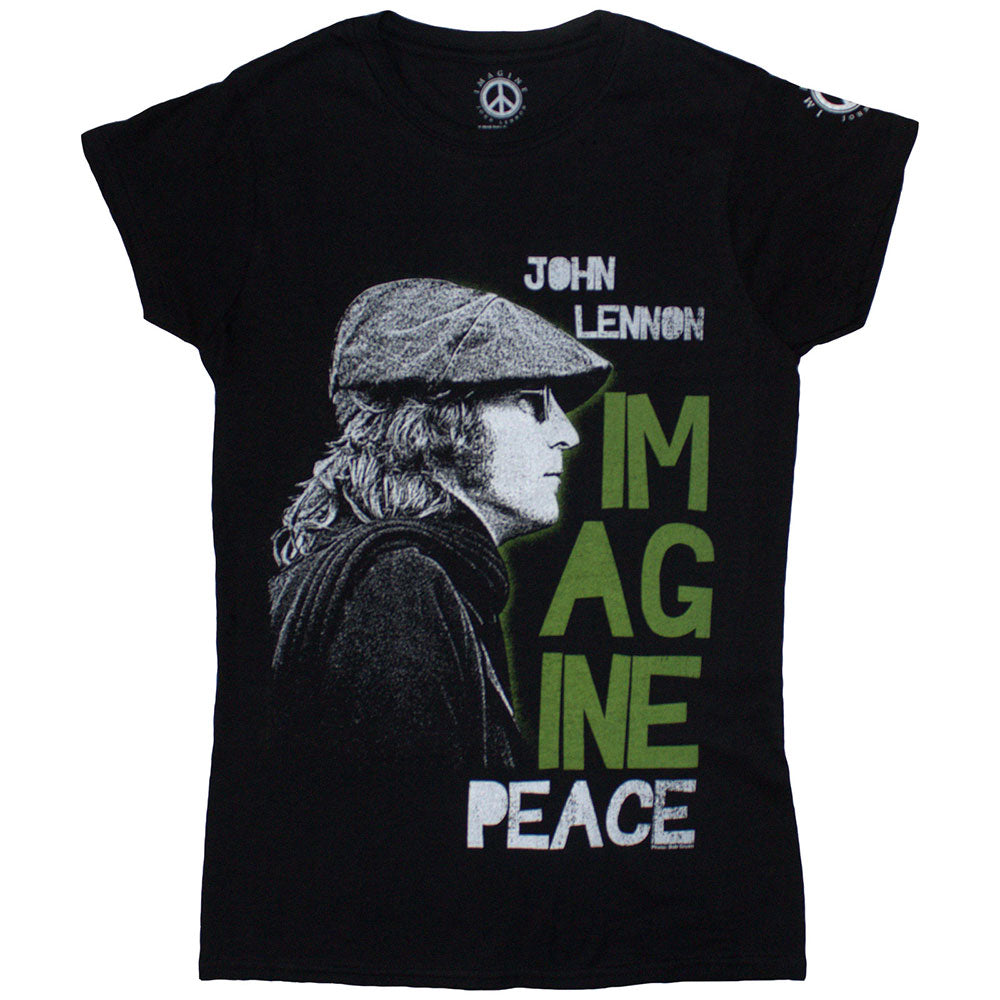 John Lennon Ladies T-Shirt: Imagine Peace (Black)