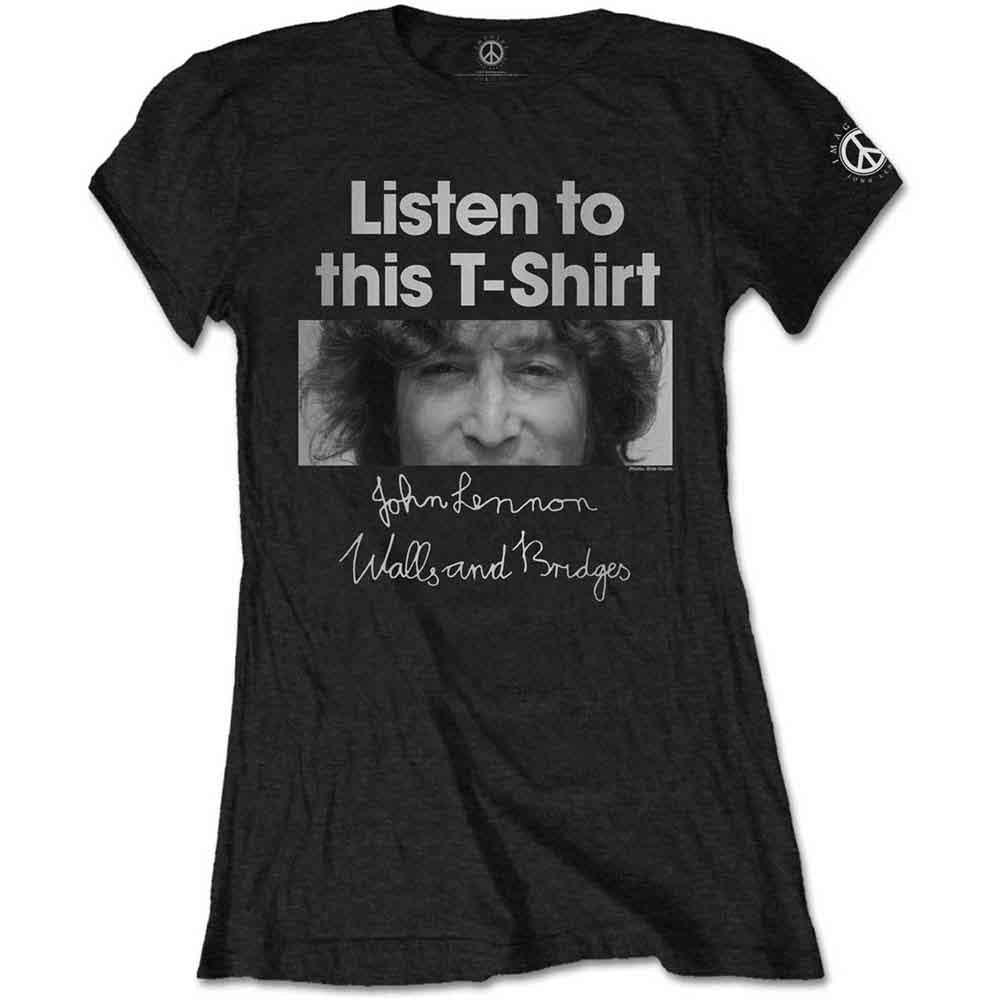 John Lennon Ladies T-Shirt: Listen (Black)