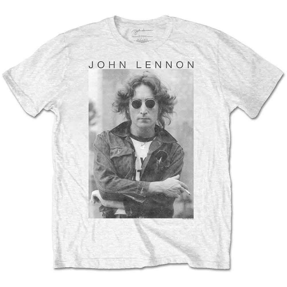 John Lennon Unisex T-Shirt: Windswept (White)