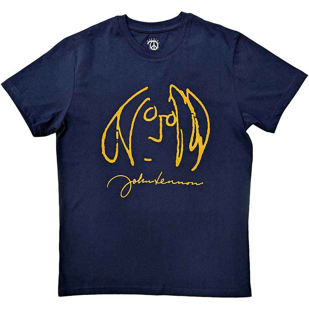 John Lennon Unisex T-Shirt: Self Portrait (Navy Blue)