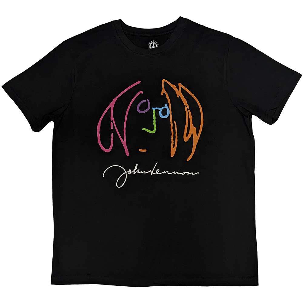 John Lennon Unisex T-Shirt: Self Portrait Full Colour (Black)