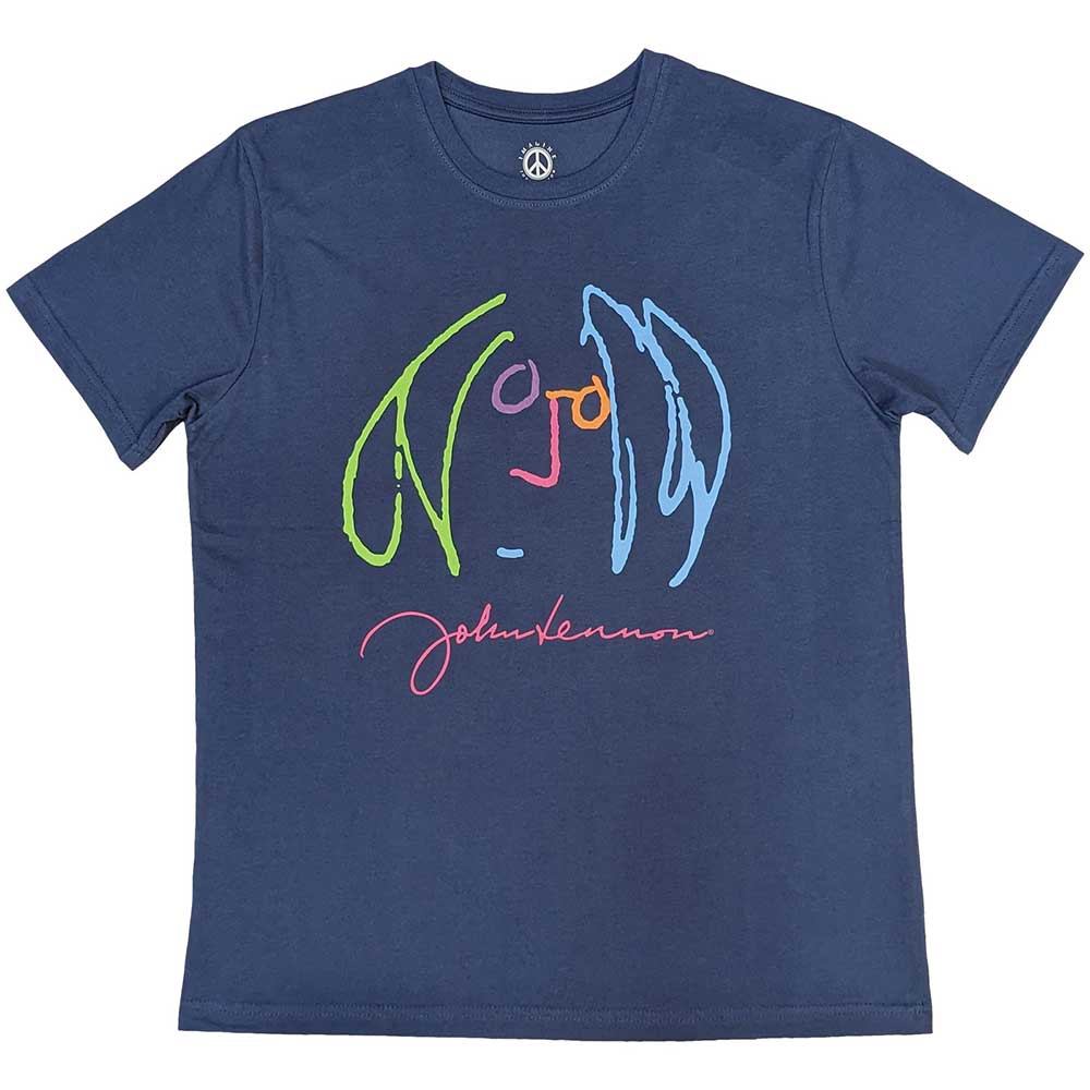 John Lennon Unisex T-Shirt: Self Portrait Full Colour (Denim Blue)