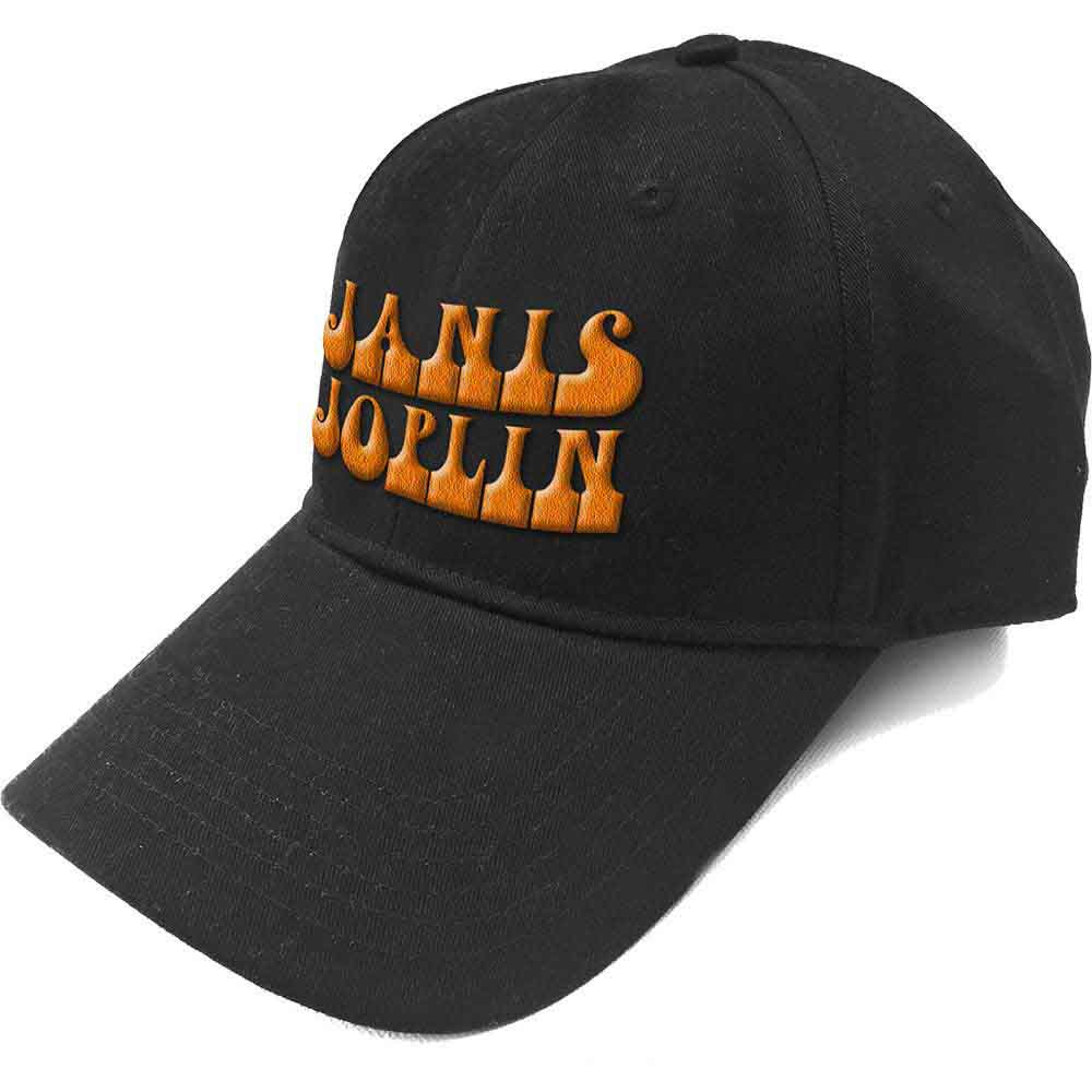 Janis Joplin Unisex Baseball Cap: Orange Logo (Black)