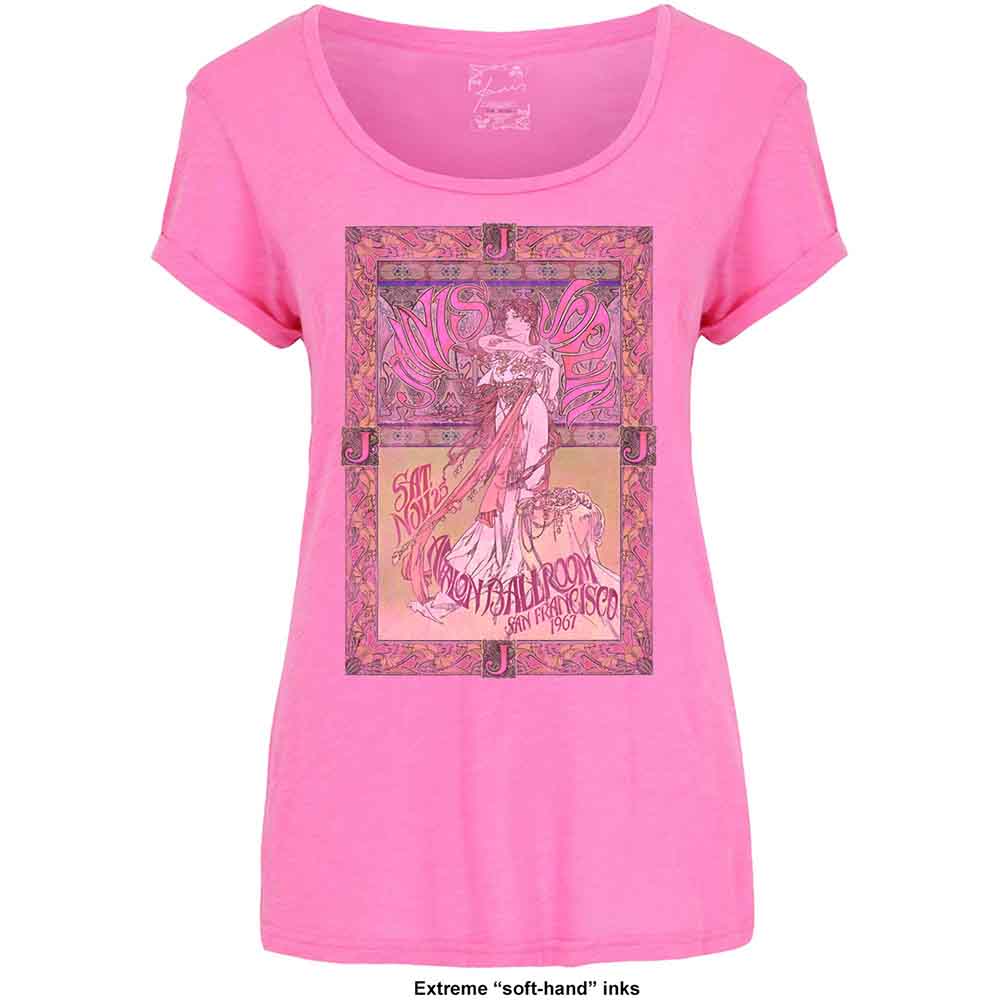 Janis Joplin Ladies T-Shirt: Avalon Ballroom '67 (Pink)