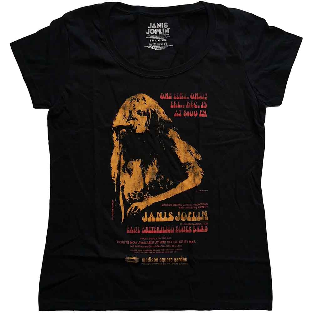 Janis Joplin Ladies T-Shirt: Madison Square Garden (Black)