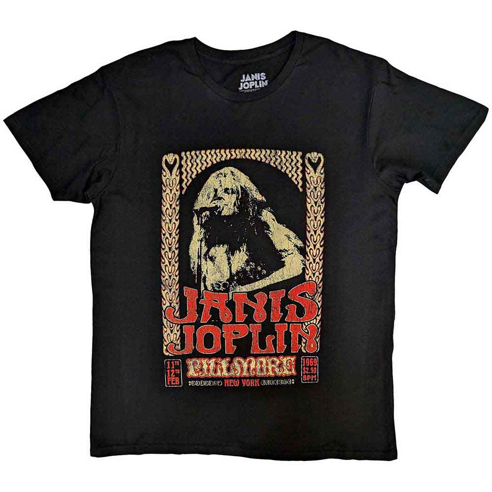 Janis Joplin Unisex T-Shirt: Vintage Poster (Black)