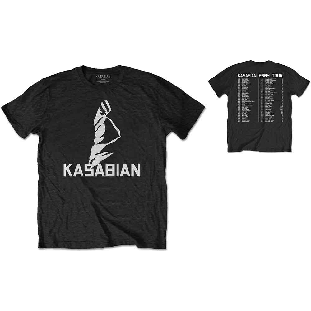 Kasabian Unisex T-Shirt: Ultra Face 2004 Tour (Black) (Back Print)