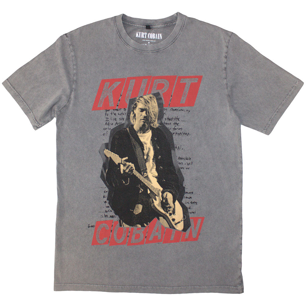 Kurt Cobain Unisex Stone Wash T-Shirt: Collage (Grey)