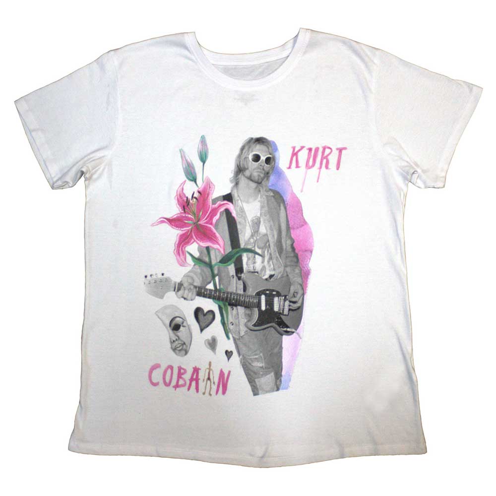 Kurt Cobain Unisex T-Shirt: Flower (White)