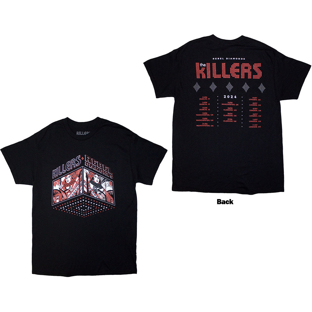 The Killers Unisex T-Shirt: Tour '24 Rebel Diamonds (Black) (Back Print & Ex-Tour)