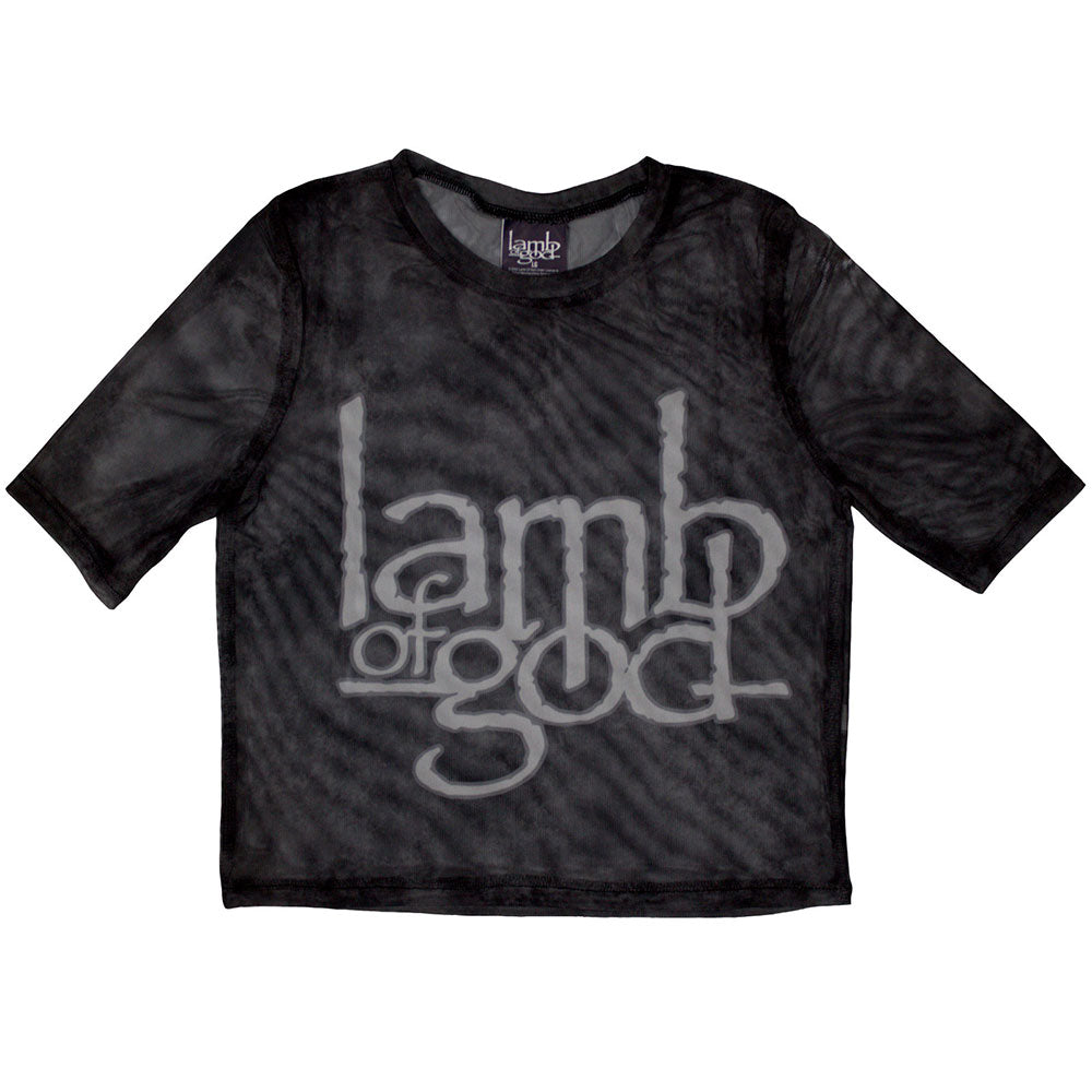 Lamb Of God Ladies Crop Top: Logo (Black) (Mesh)