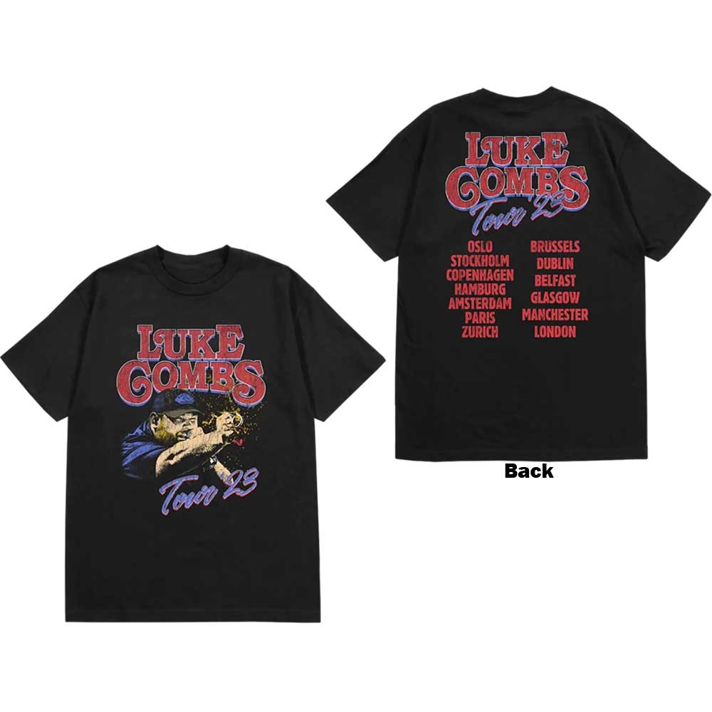 Luke Combs Unisex T-Shirt: Tour '23 Smashing Beer (Black) (Back Print & Ex-Tour)