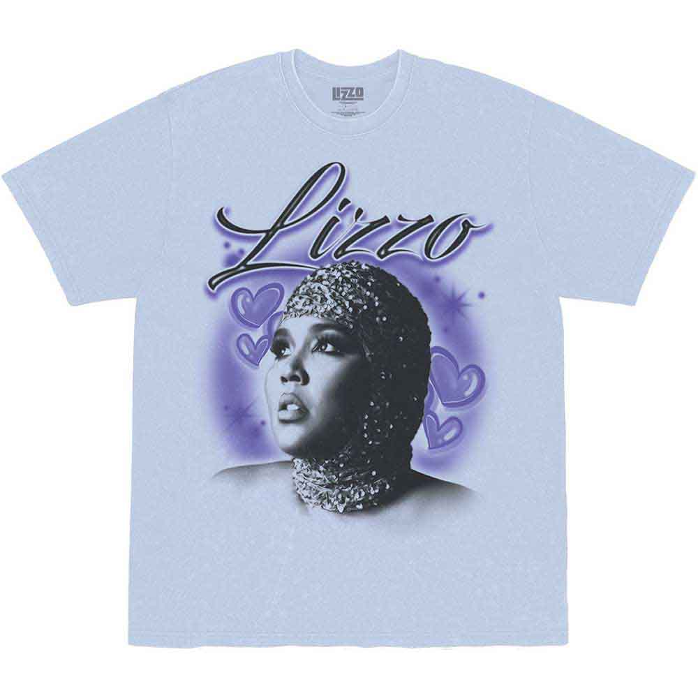 Lizzo Unisex T-Shirt: Special Hearts Airbrush (Blue)
