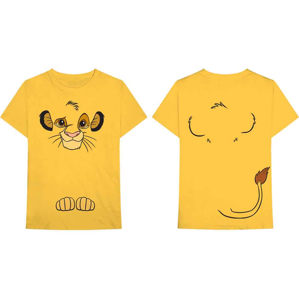 Disney Unisex T-Shirt: The Lion King Simba (Yellow) (Back Print)