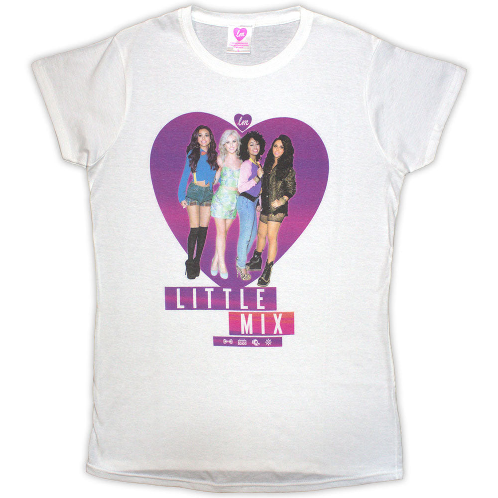 Little Mix Ladies T-Shirt: Gradient Heart (White)