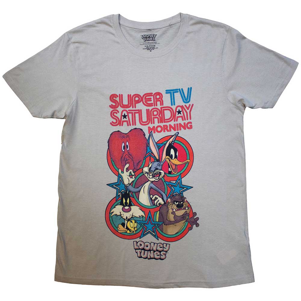 Looney Tunes Unisex T-Shirt: Super Saturday TV (Sand)