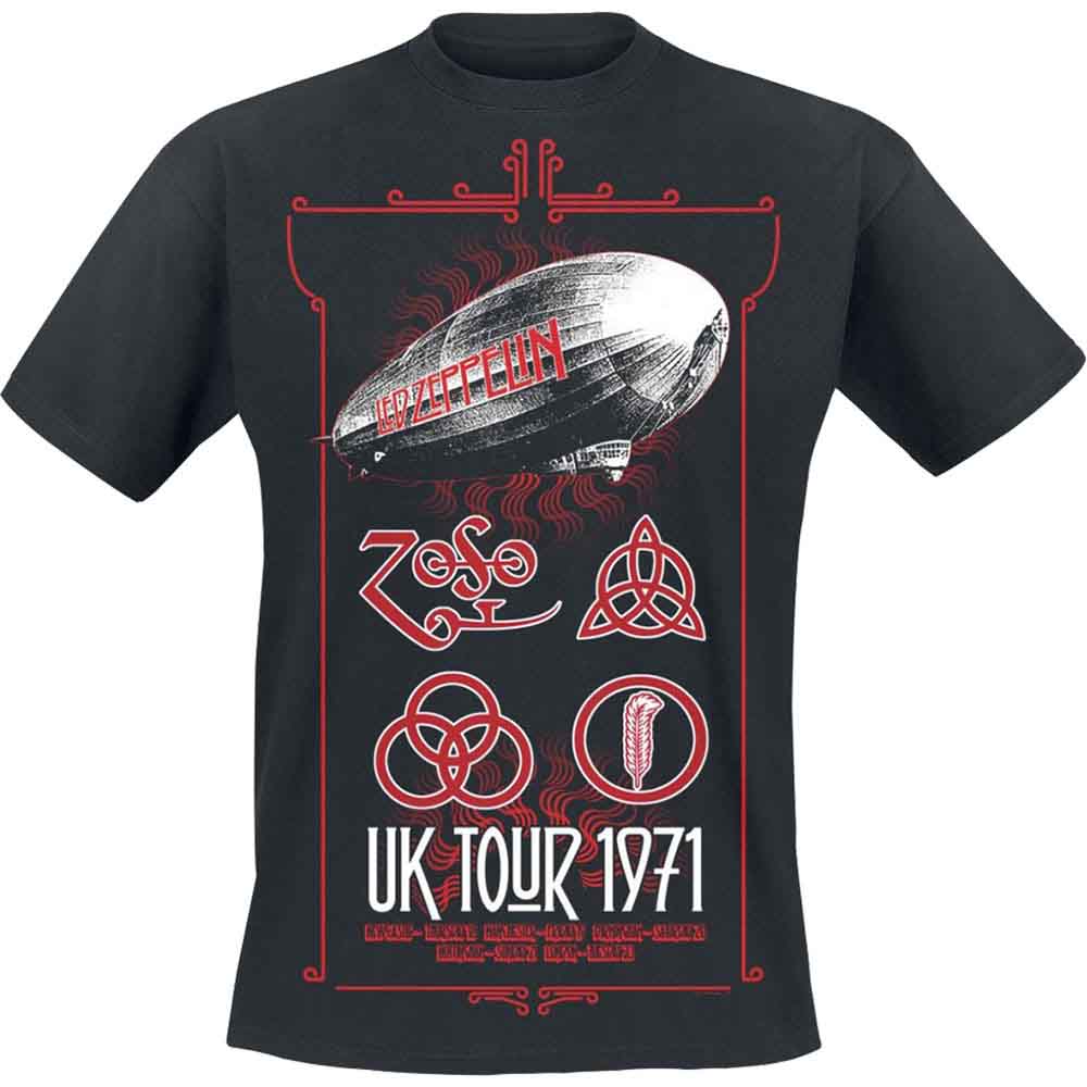 Led Zeppelin Unisex T-Shirt: UK Tour '71. (Black)