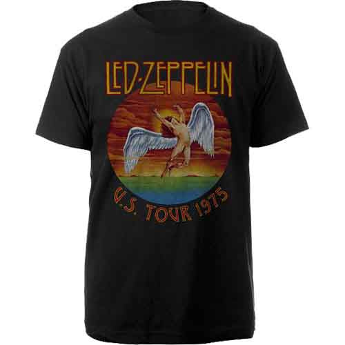 Led Zeppelin Unisex T-Shirt: USA Tour '75. (Black)