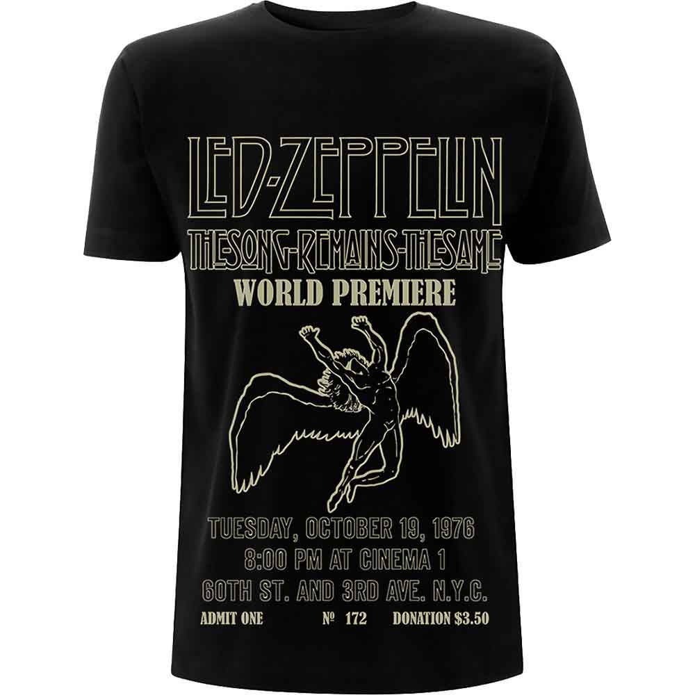 Led Zeppelin Unisex T-Shirt: TSRTS World Premier (Black)