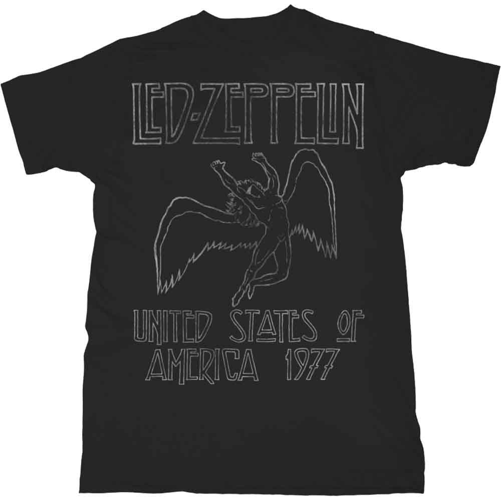 Led Zeppelin Unisex T-Shirt: USA '77. (Black)