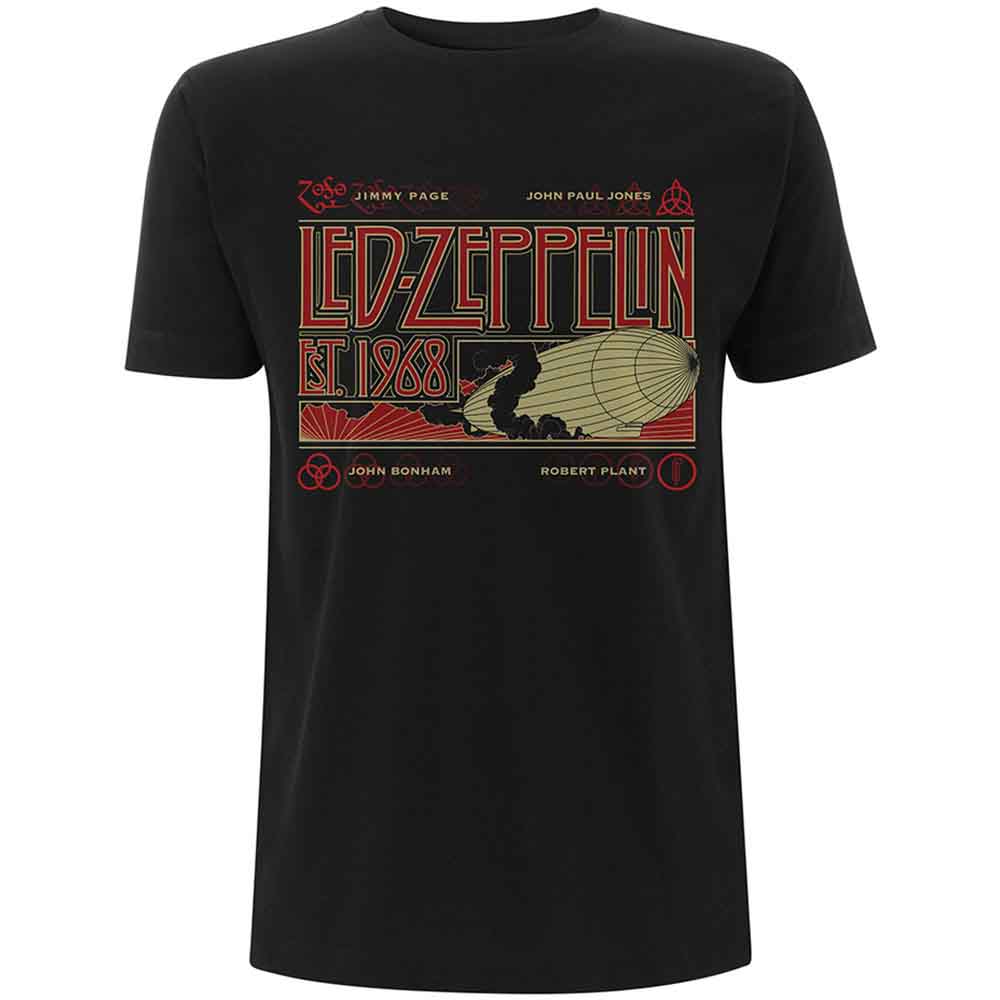 Led Zeppelin Unisex T-Shirt: Zeppelin & Smoke (Black)