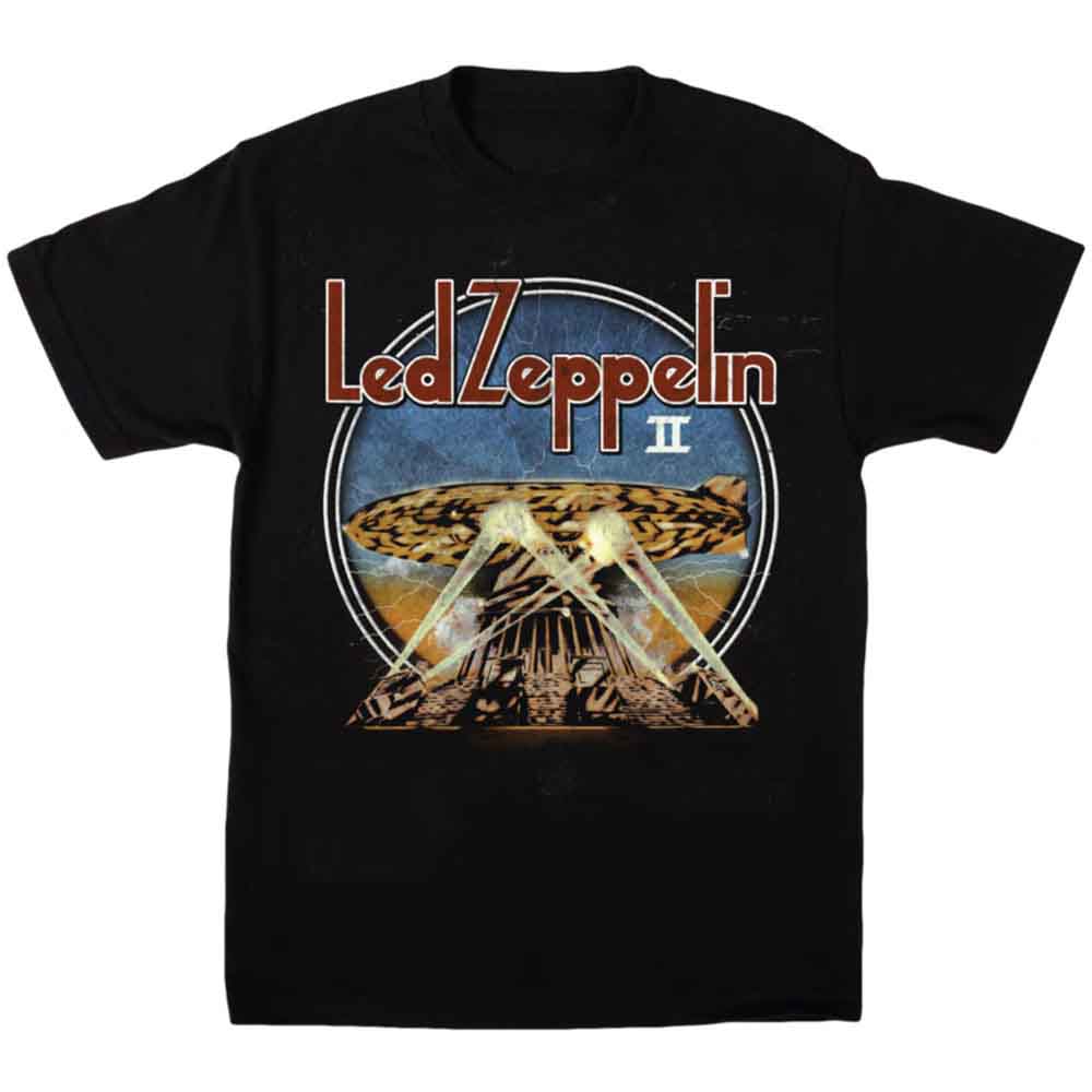 Led Zeppelin Unisex T-Shirt: LZII Searchlights (Black)