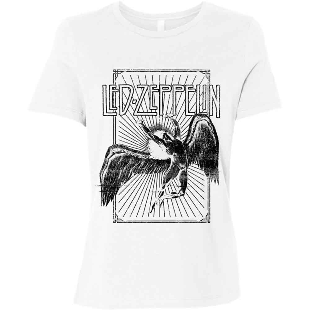 Led Zeppelin Ladies T-Shirt: Icarus Burst (White)