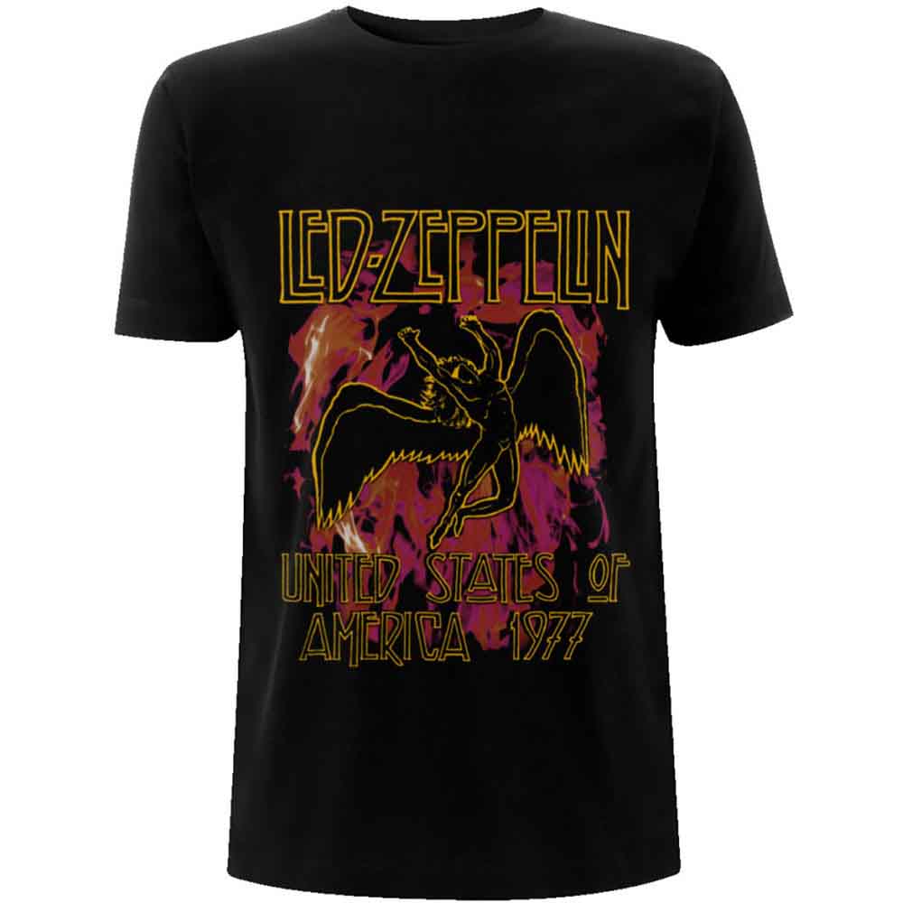 Led Zeppelin Unisex T-Shirt: Black Flames (Black)