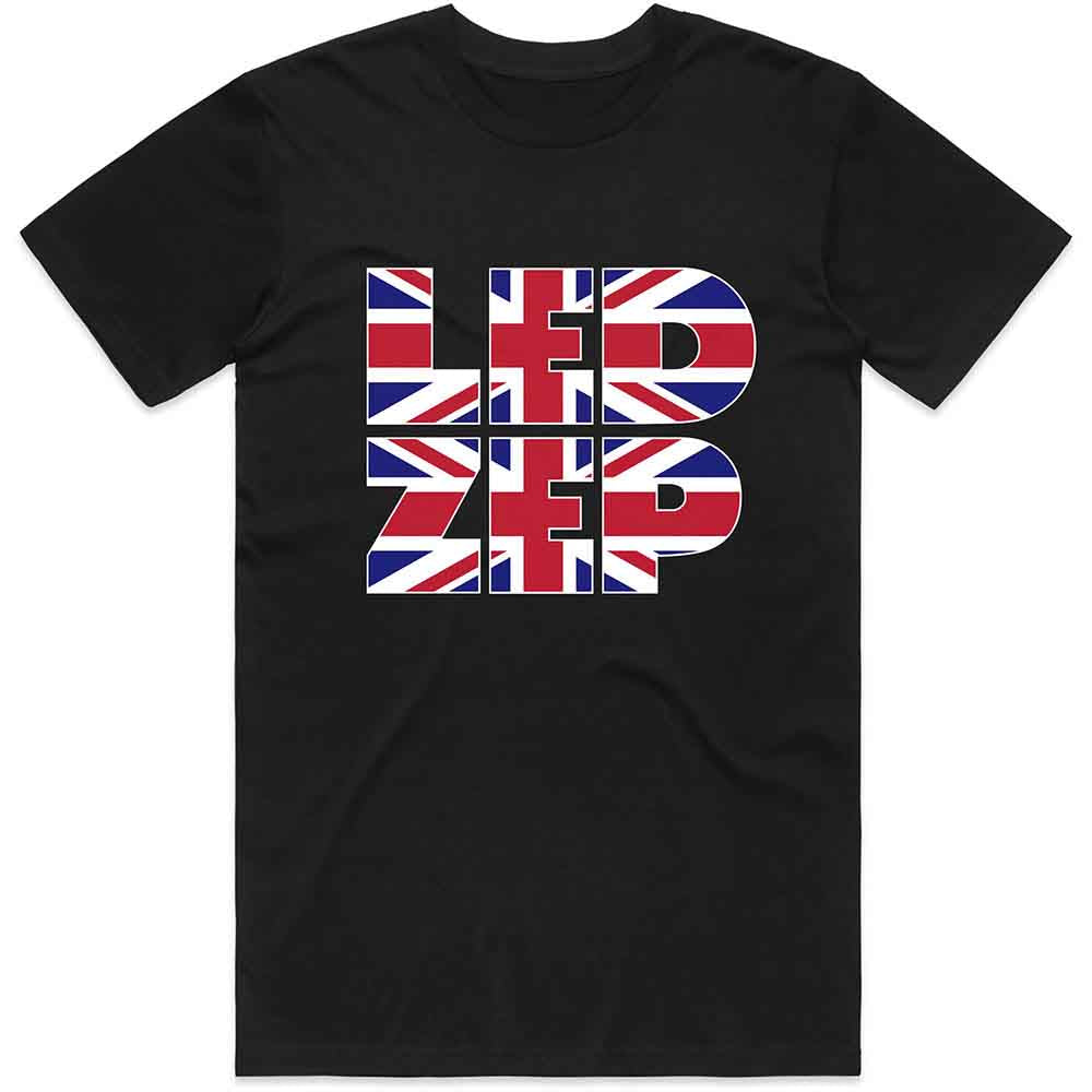 Led Zeppelin Unisex T-Shirt: Union Jack Type (Black)