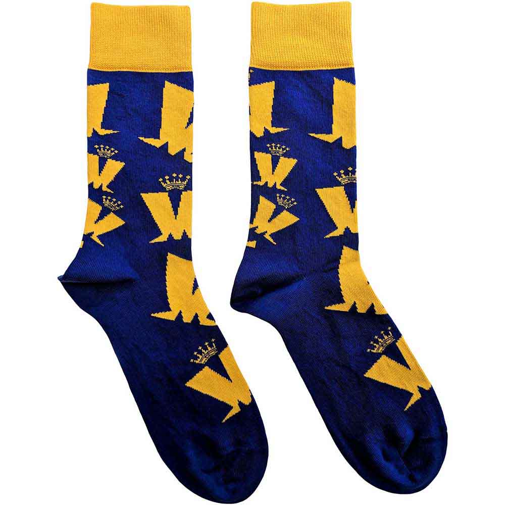 Madness Unisex Ankle Socks: Crown & M Pattern (Blue) (UK Size 7 - 11)